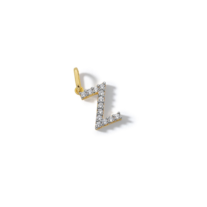 10K Solid Gold CZ Z Initial Charm