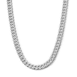 Sterling Silver Pavé Flat Curb Chain Made in Italy - 20"