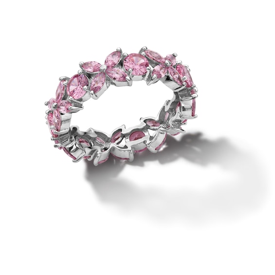 Sterling Silver CZ Pink Eternity Ring - Size 8
