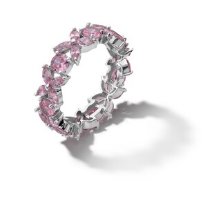 Sterling Silver CZ Pink Eternity Ring - Size 8