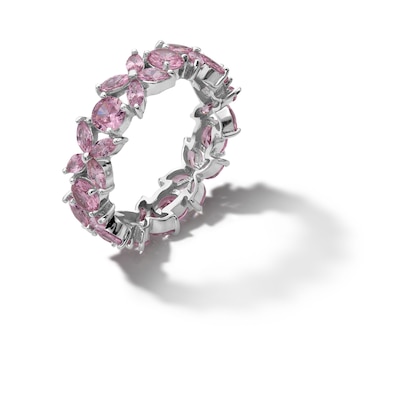 Sterling Silver CZ Pink Eternity Ring - Size 8