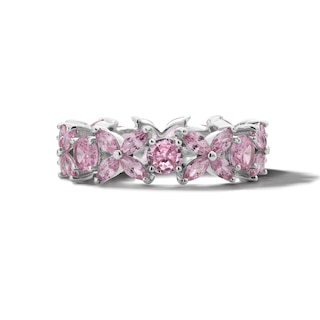 Sterling Silver CZ Pink Eternity Ring - Size 8