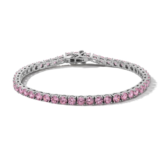 Sterling Silver CZ Pink Tennis Bracelet