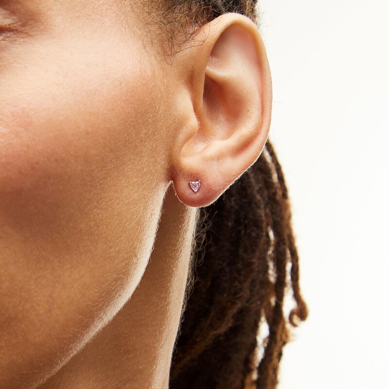 Main Image 2 of Sterling Silver Pink CZ Studs Set