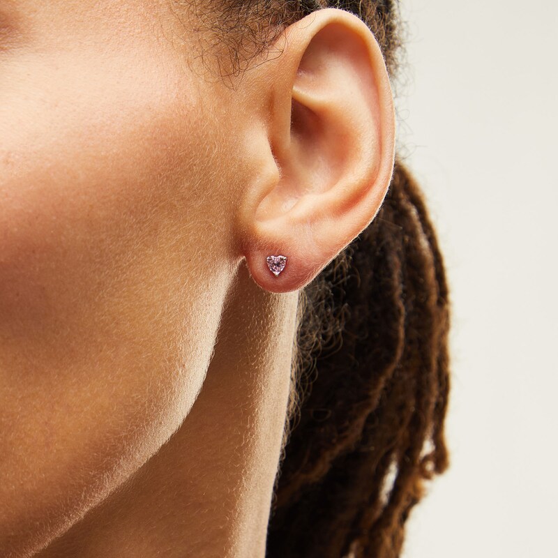 Main Image 3 of Sterling Silver Pink CZ Studs Set