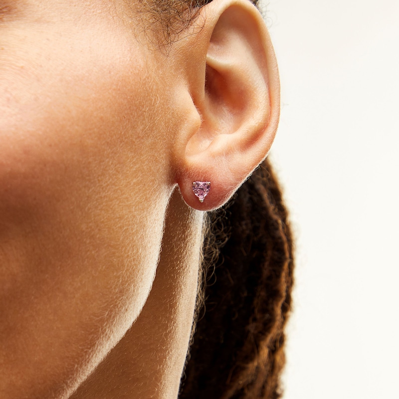 Main Image 4 of Sterling Silver Pink CZ Studs Set