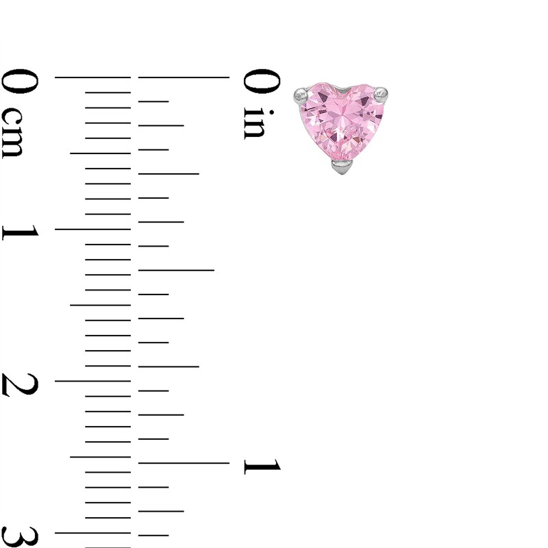Main Image 5 of Sterling Silver Pink CZ Studs Set
