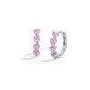 Thumbnail Image 1 of Sterling Silver Pink CZ Heart Huggie Hoops