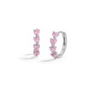 Thumbnail Image 0 of Sterling Silver Pink CZ Heart Huggie Hoops