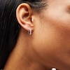Thumbnail Image 2 of Sterling Silver Pink CZ Heart Huggie Hoops