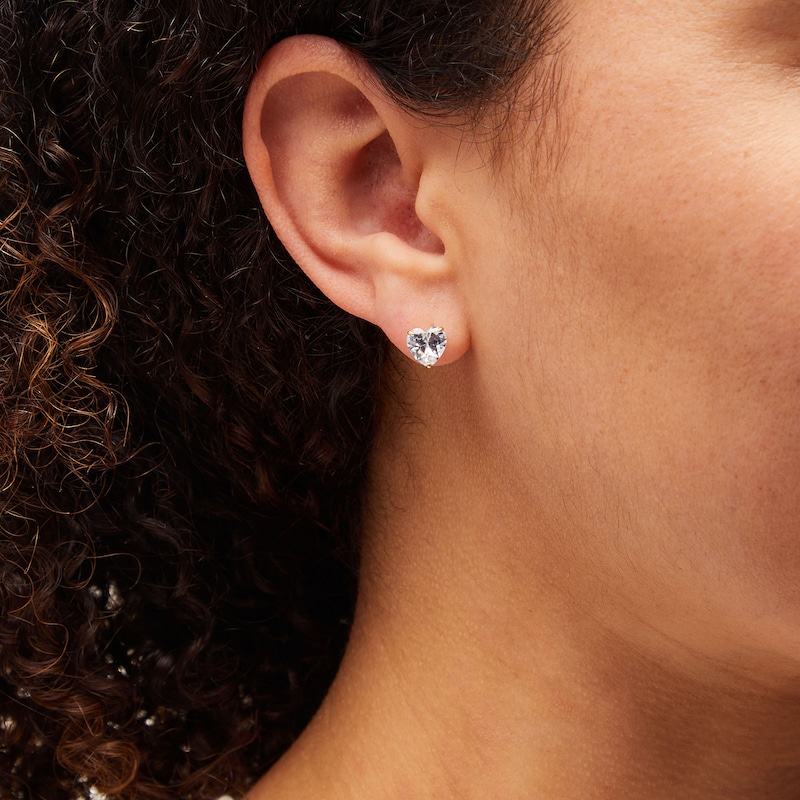 Main Image 2 of 10K Solid Gold CZ Heart Studs