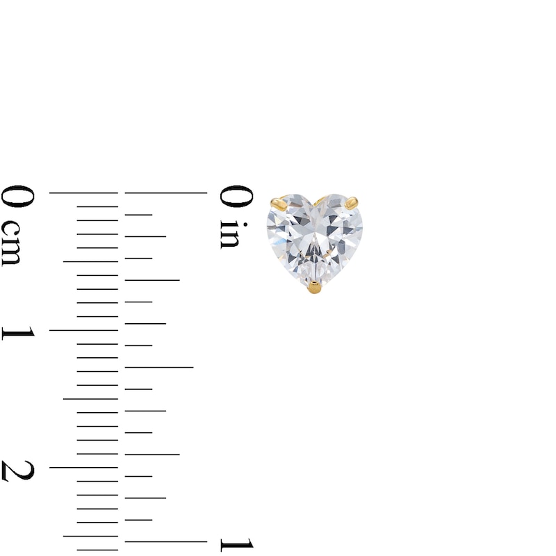 10K Solid Gold CZ Heart Studs