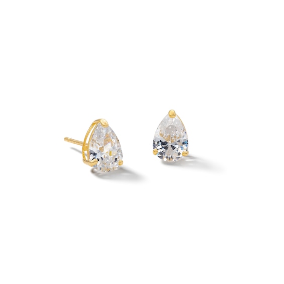 10K Solid Gold CZ Pear Studs