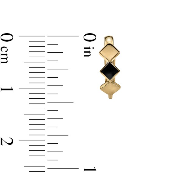 ​​​​​​​10K Solid Gold Black Enamel Geometric Huggies