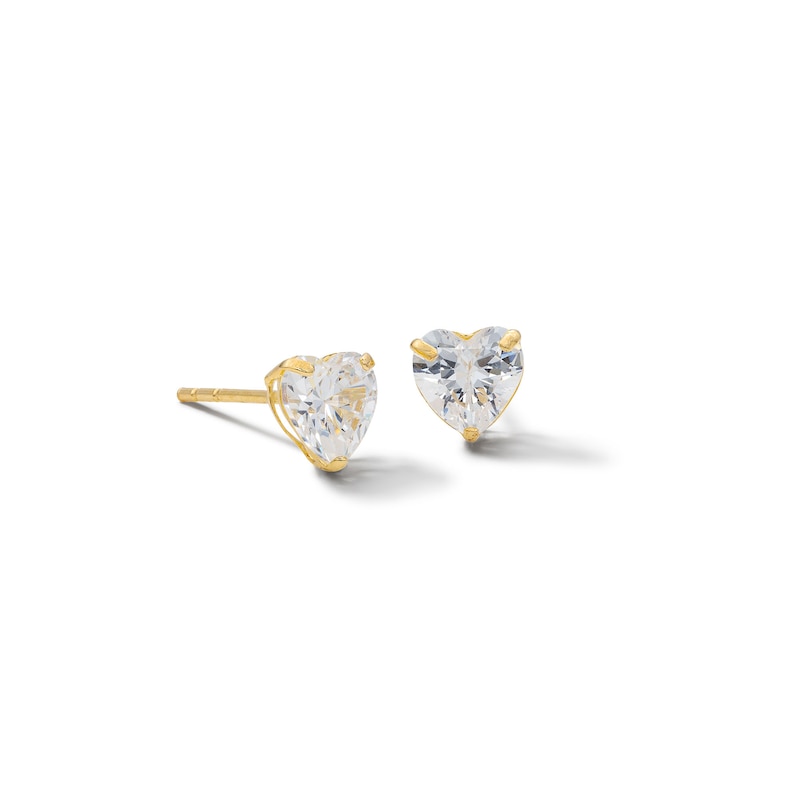 10K Solid Gold CZ Heart Studs