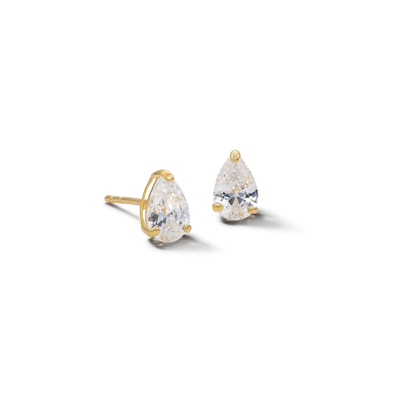 10K Solid Gold CZ Pear Studs