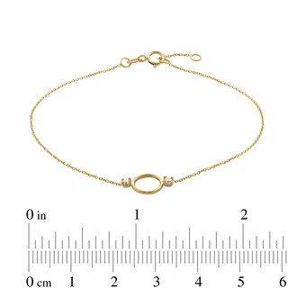 10K Solid Gold CZ Open Circle Bracelet - 7.5