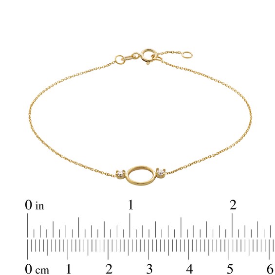 10K Solid Gold CZ Open Circle Bracelet - 7.5
