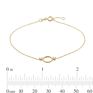 10K Solid Gold CZ Open Circle Bracelet - 7.5