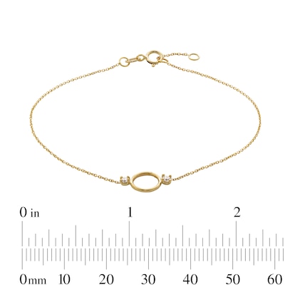 10K Solid Gold CZ Open Circle Bracelet - 7.5