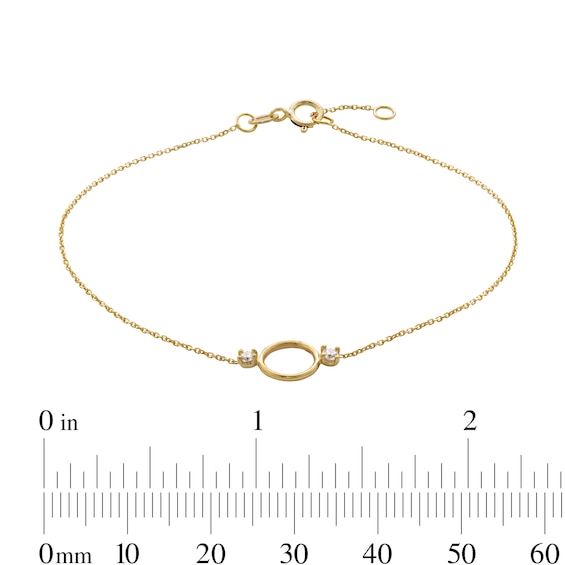 10K Solid Gold CZ Open Circle Bracelet - 7.5