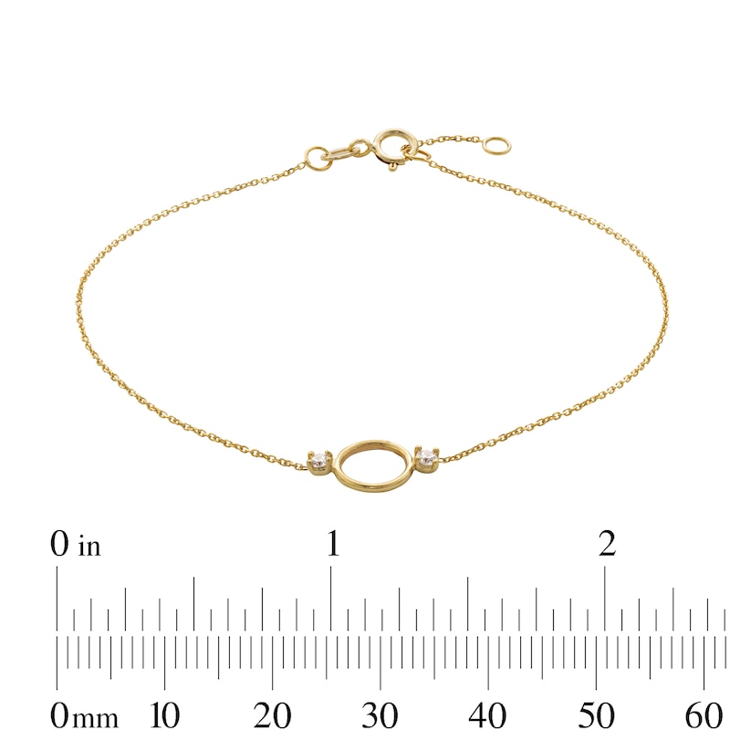 10K Solid Gold CZ Open Circle Bracelet - 7.5