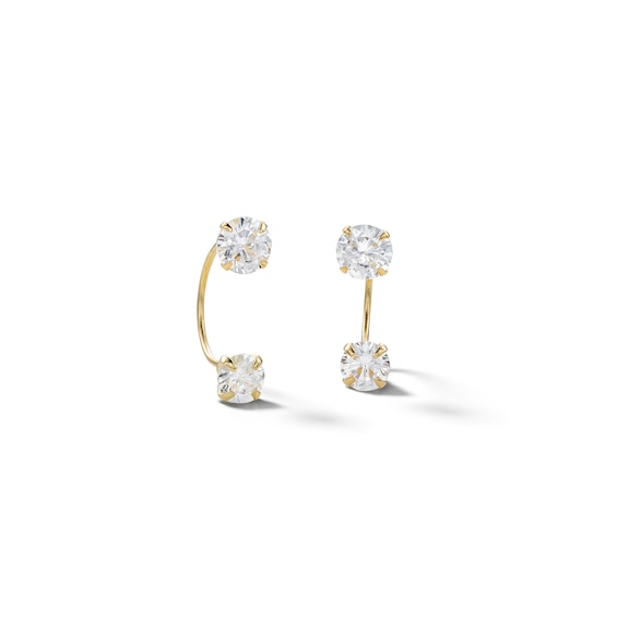 ​​​​​​​10K Semi-Solid Gold CZ Double Stone Telephone Studs