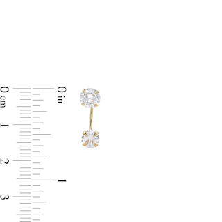 10K Semi-Solid Gold CZ Double Stone Telephone Studs