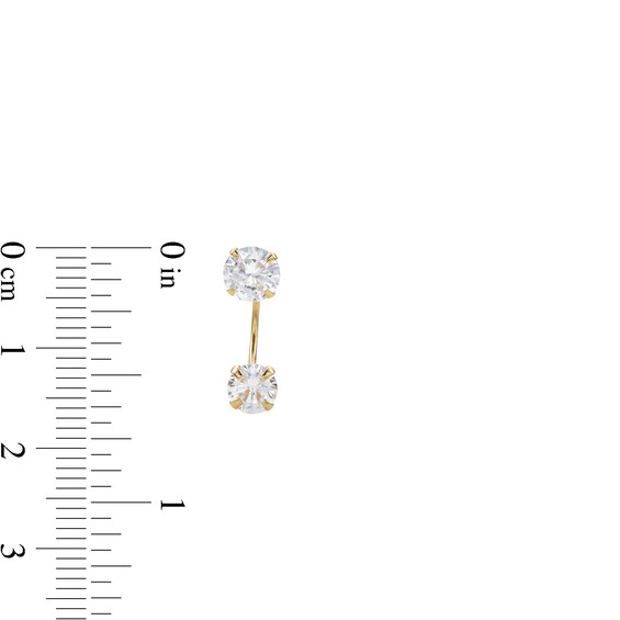10K Semi-Solid Gold CZ Double Stone Telephone Studs