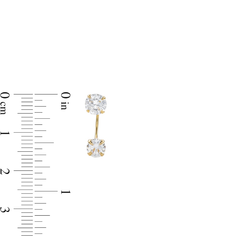 ​​​​​​​10K Semi-Solid Gold CZ Double Stone Telephone Studs