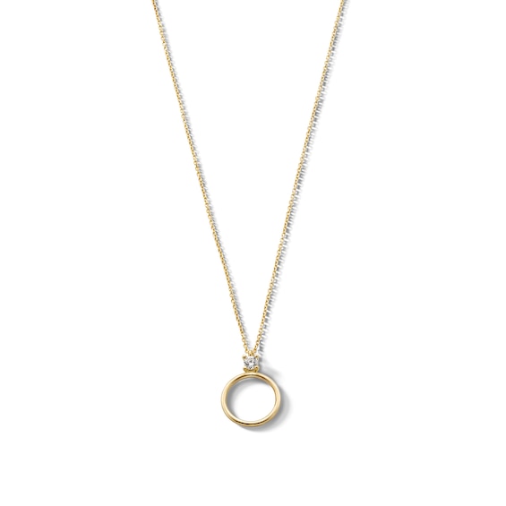 10K Solid Gold CZ Open Circle Necklace