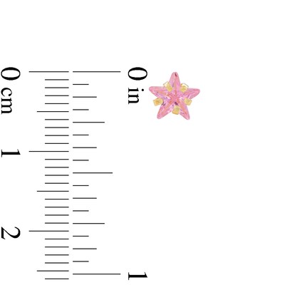 ​​​​​​​10K Semi-Solid Gold Pink CZ Star Studs