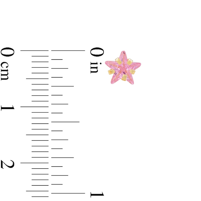 Main Image 3 of ​​​​​​​10K Semi-Solid Gold Pink CZ Star Studs