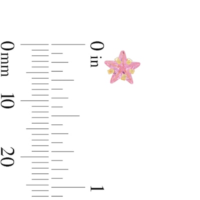 10K Semi-Solid Gold Pink CZ Star Studs