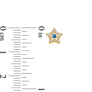 10K Gold CZ Blue and White Star Studs