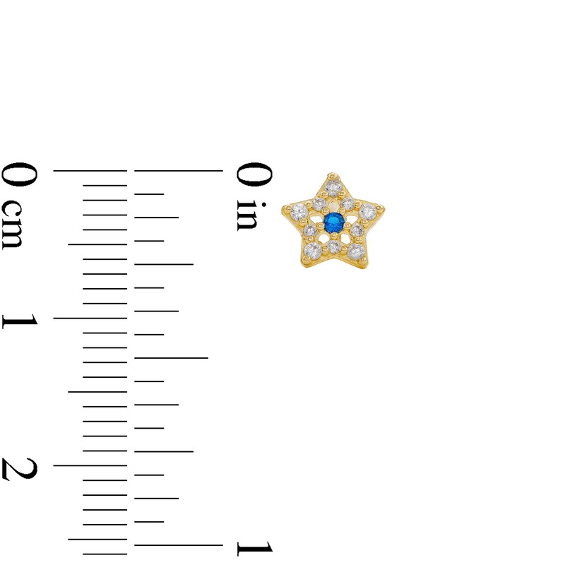 Main Image 3 of 10K Gold CZ Blue and White Star Studs