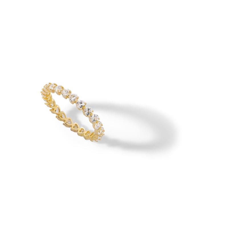 Main Image 3 of 10K Solid Gold CZ Heart Eternity Band Ring - Size 7