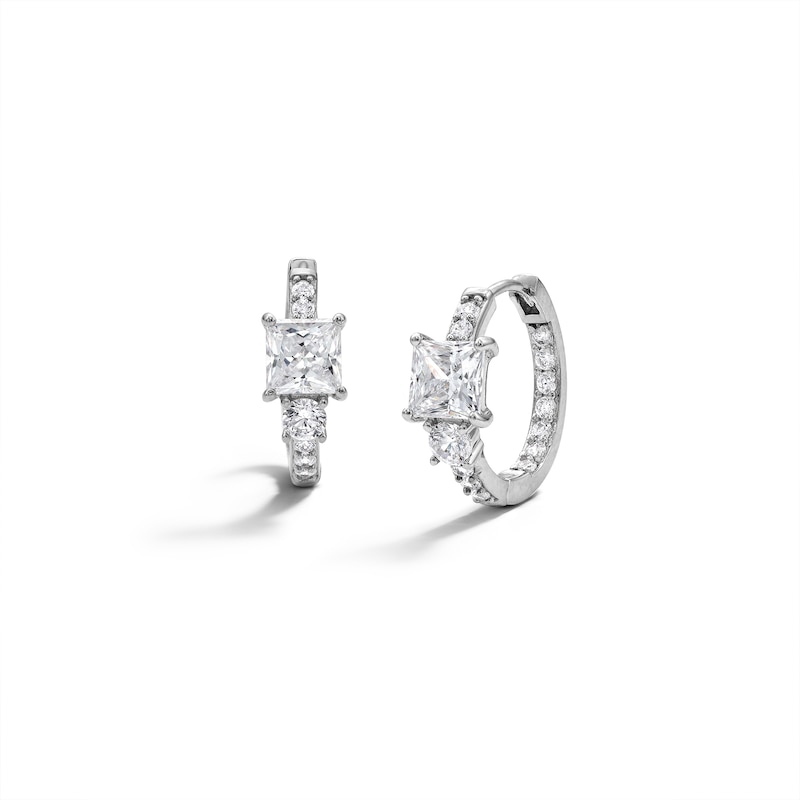 Sterling Silver CZ Round and Square Huggies