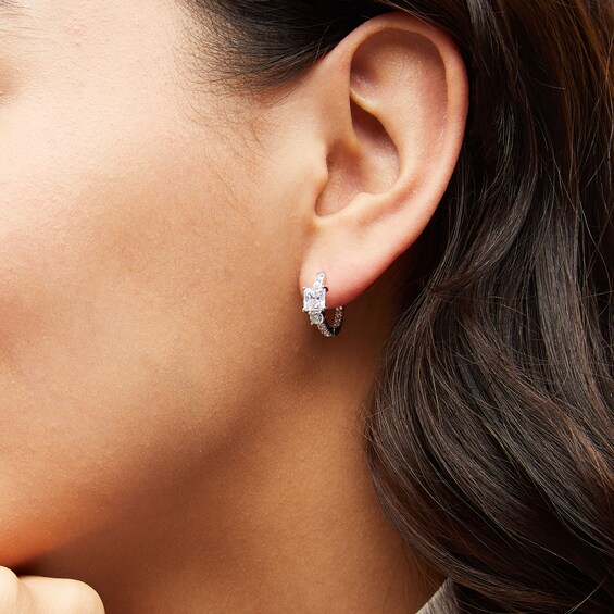 Sterling Silver CZ Round and Square Huggies