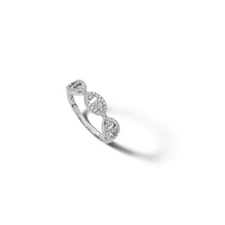 Sterling Silver CZ Gucci Chain Link Ring - Size 7