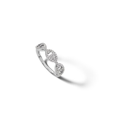 Sterling Silver CZ Gucci Chain Link Ring - Size 7