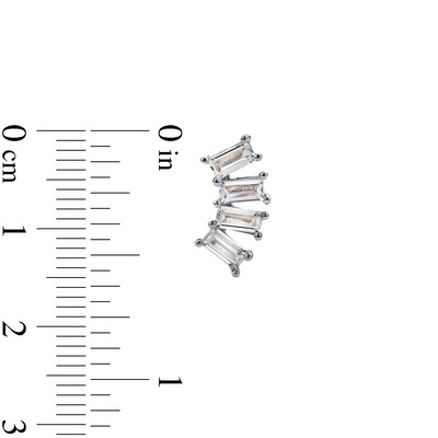 Sterling Silver CZ Baguette Fan Studs