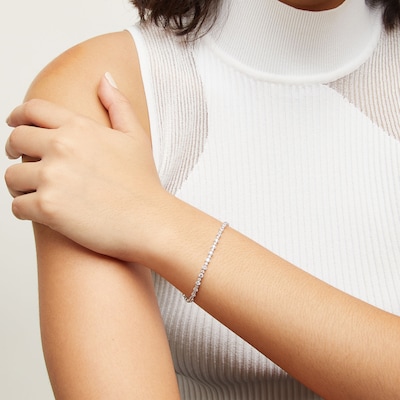 Sterling Silver CZ Multi-Size Stone Tennis Bracelet