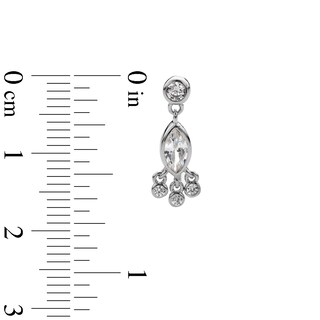 Sterling Silver CZ Marquise and Round Dangle Earrings