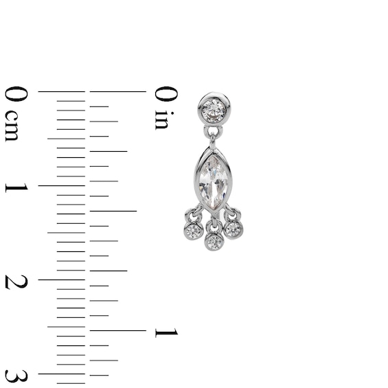 Sterling Silver CZ Marquise and Round Dangle Earrings