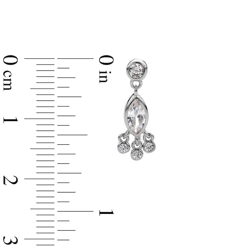 Main Image 3 of Sterling Silver CZ Marquise and Round Dangle Earrings