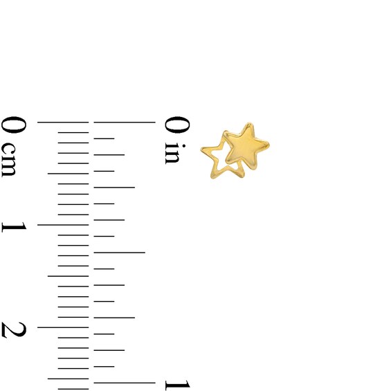 Child's 14K Solid Gold Double Star Studs