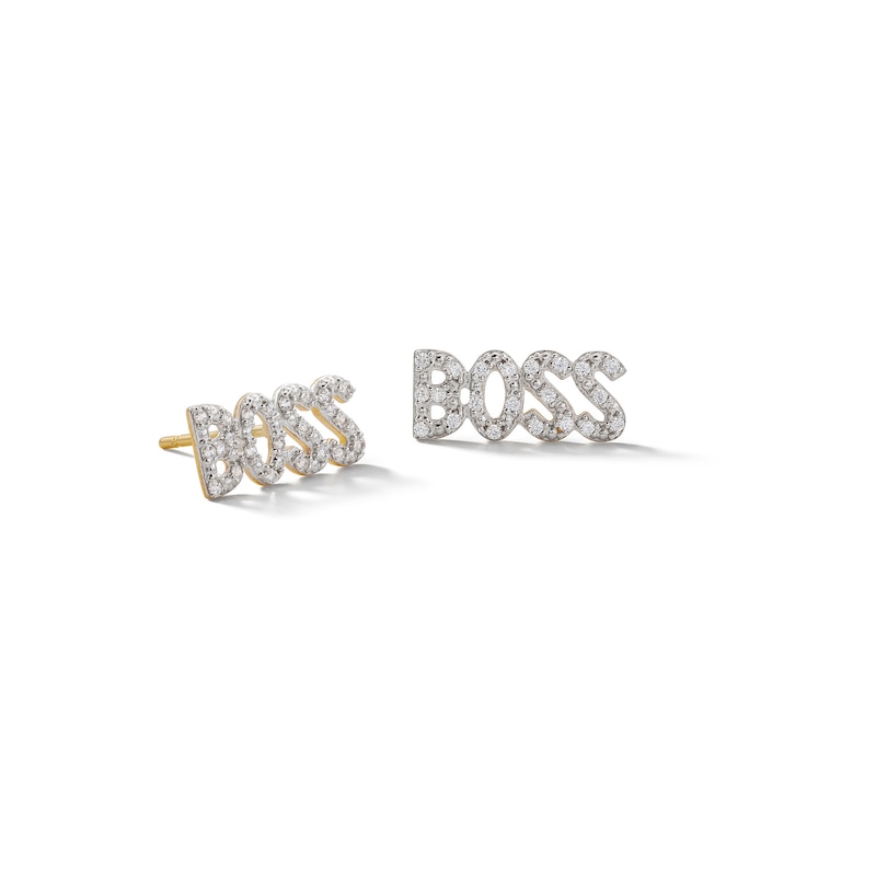 ​​​​​​​10K Solid Gold CZ BOSS Studs