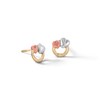 Child's 14K Semi-Solid Tri-Tone Gold Double Heart Circle Studs
