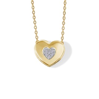 14K Gold Plated Diamond Accent Heart Pendant - 18"
